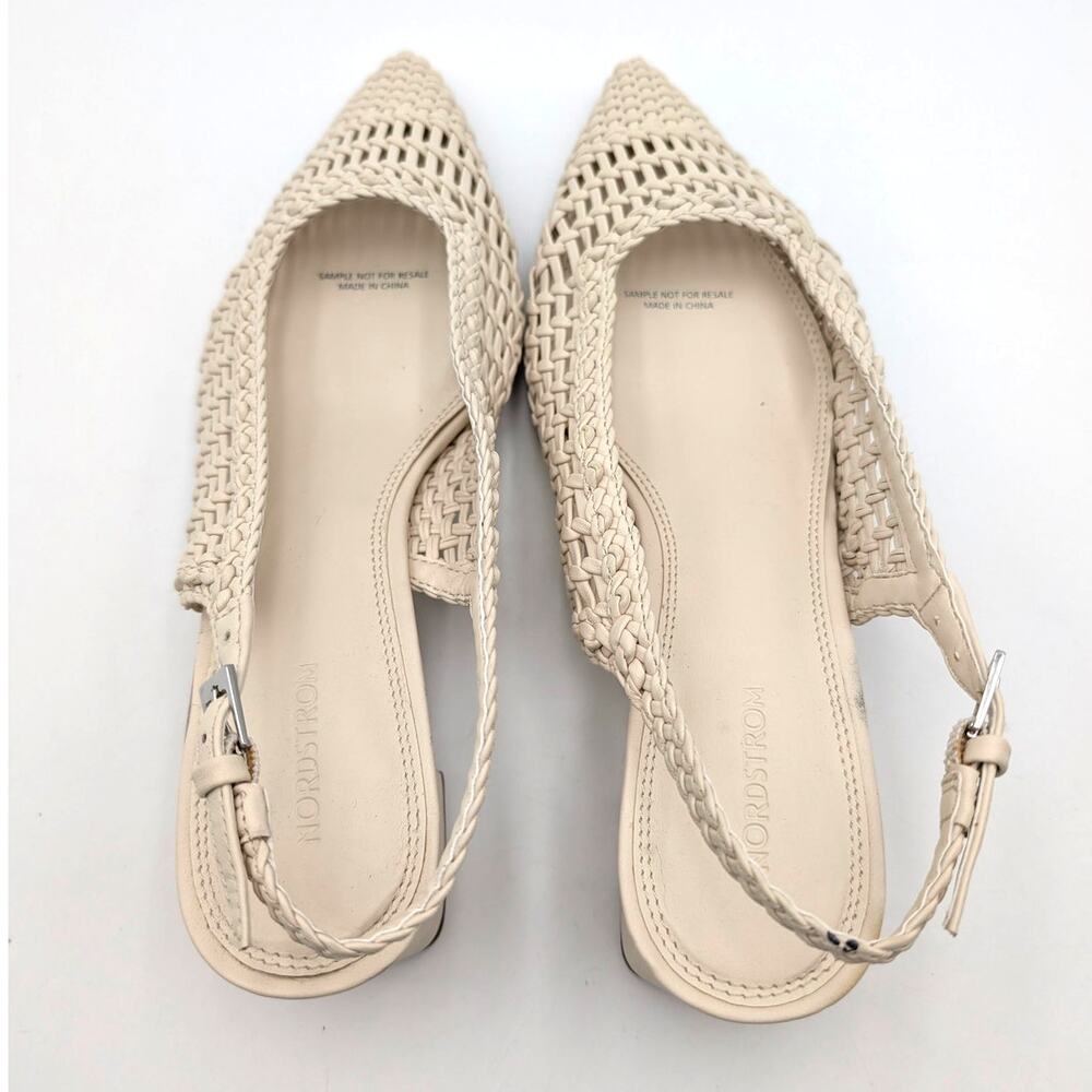 Nordstrom Dextra Slingback Heel Pump Women's Beige Pearled Size US6 EU36 - Picture 9 of 11